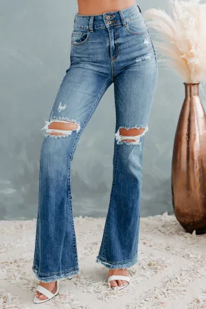 Rhett Sneak Peek High-Rise Distressed Flare Jeans (Medium)