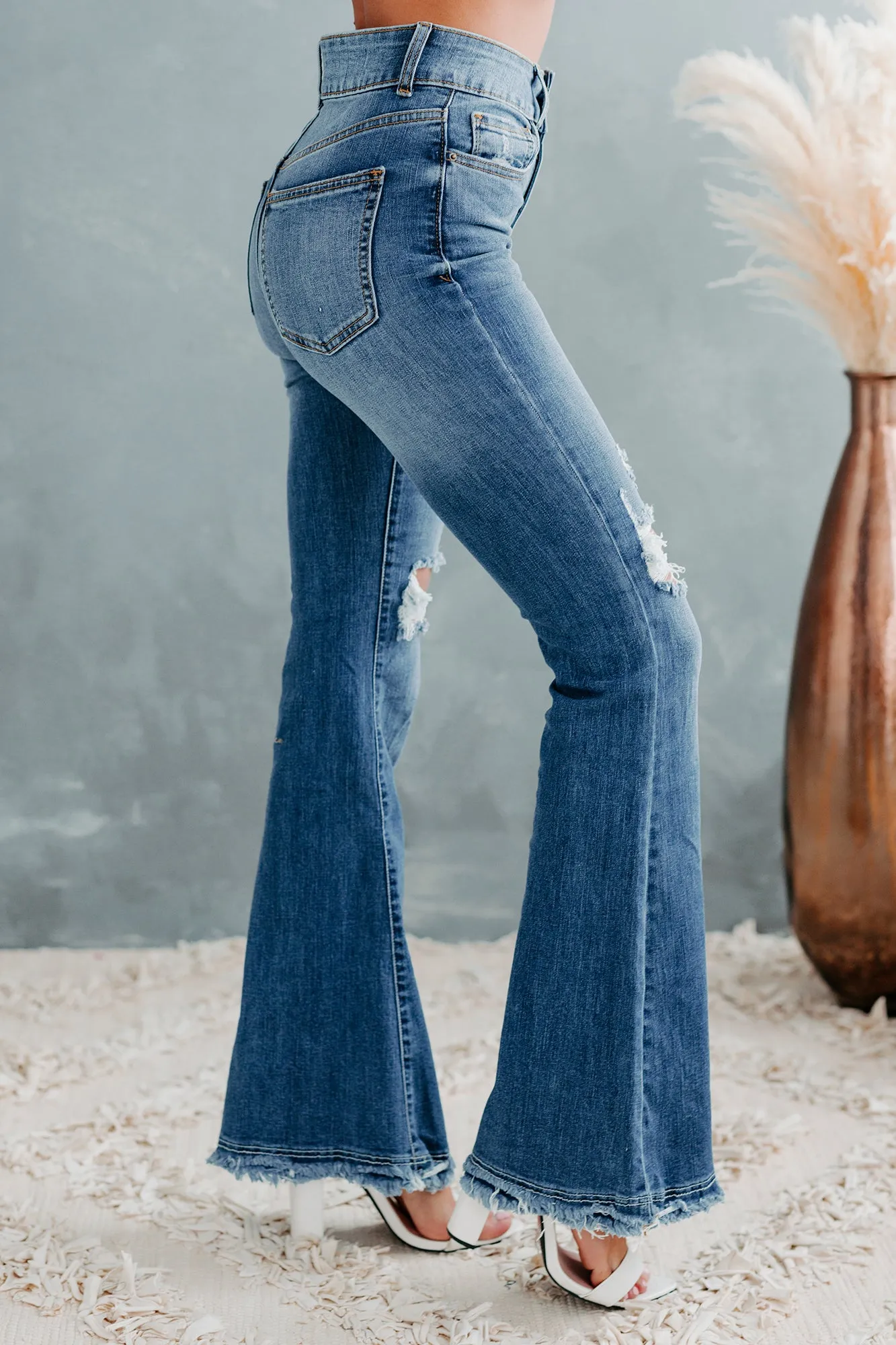 Rhett Sneak Peek High-Rise Distressed Flare Jeans (Medium)