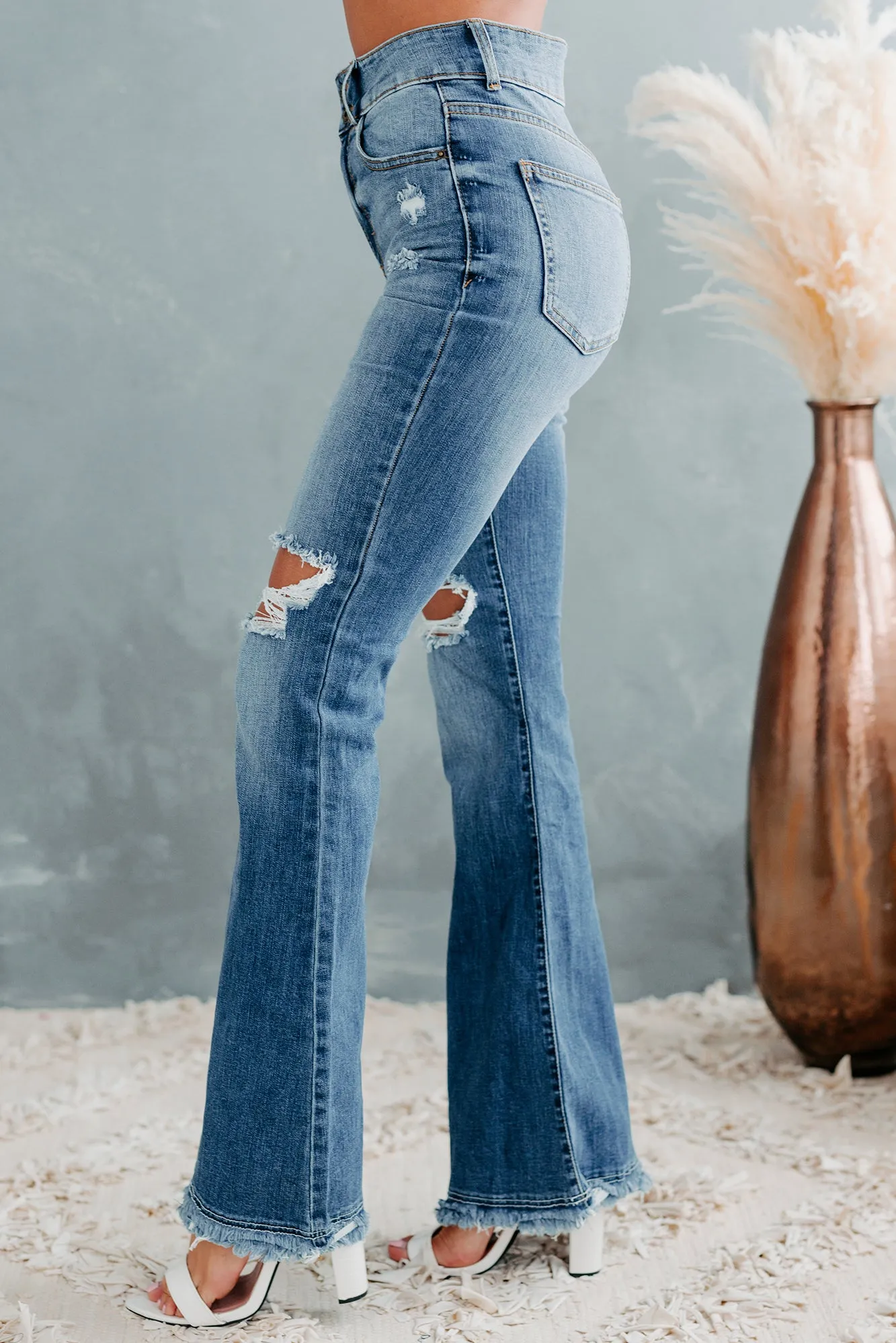 Rhett Sneak Peek High-Rise Distressed Flare Jeans (Medium)