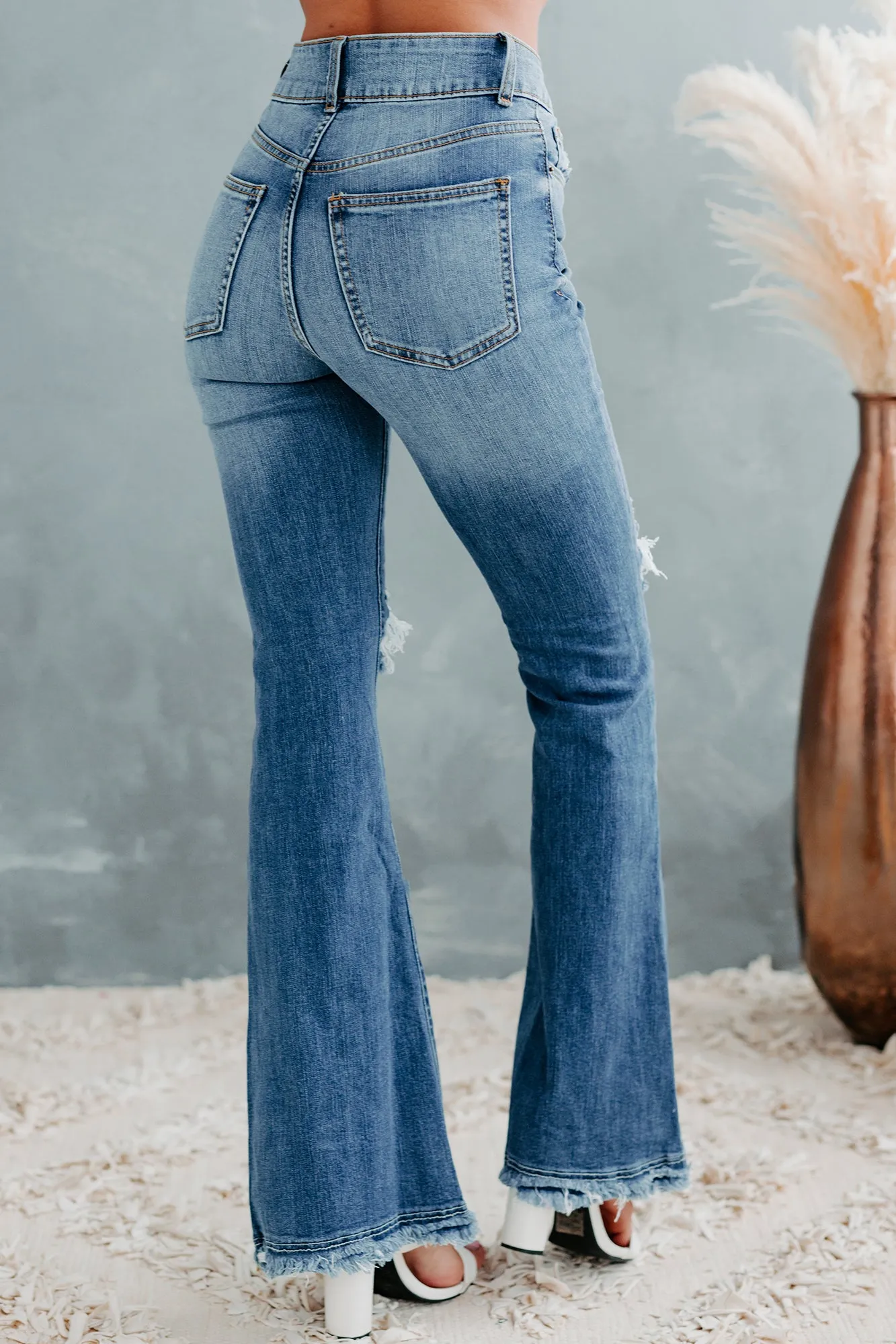 Rhett Sneak Peek High-Rise Distressed Flare Jeans (Medium)