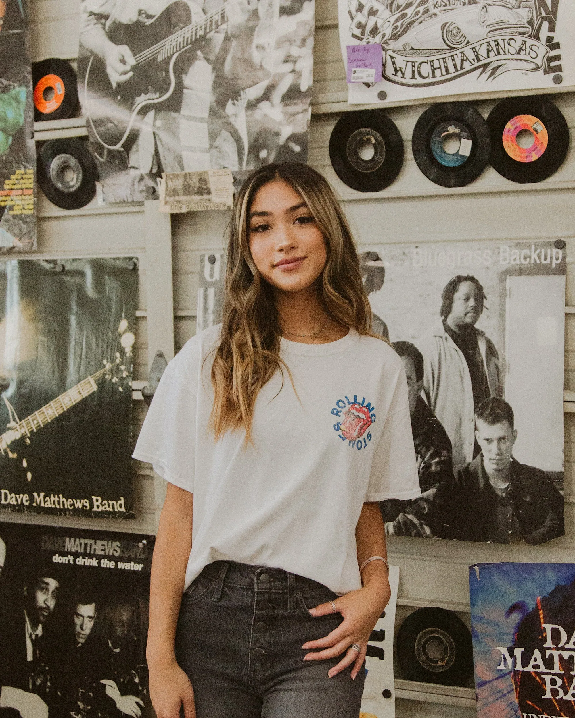 Rolling Stones Bridges to Babylon White Thrifted Distressed Tee