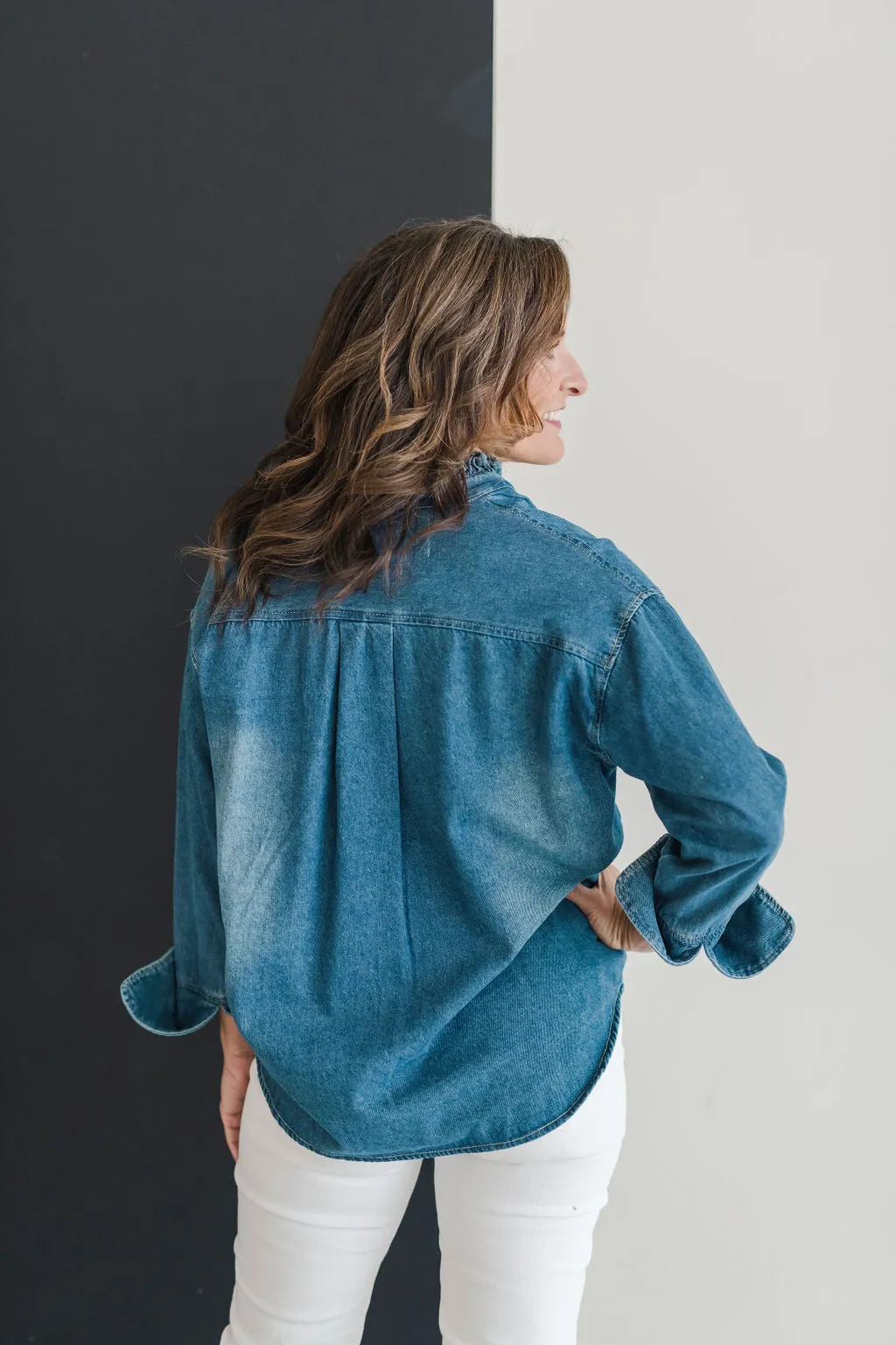 Ruffle Shirt Denim