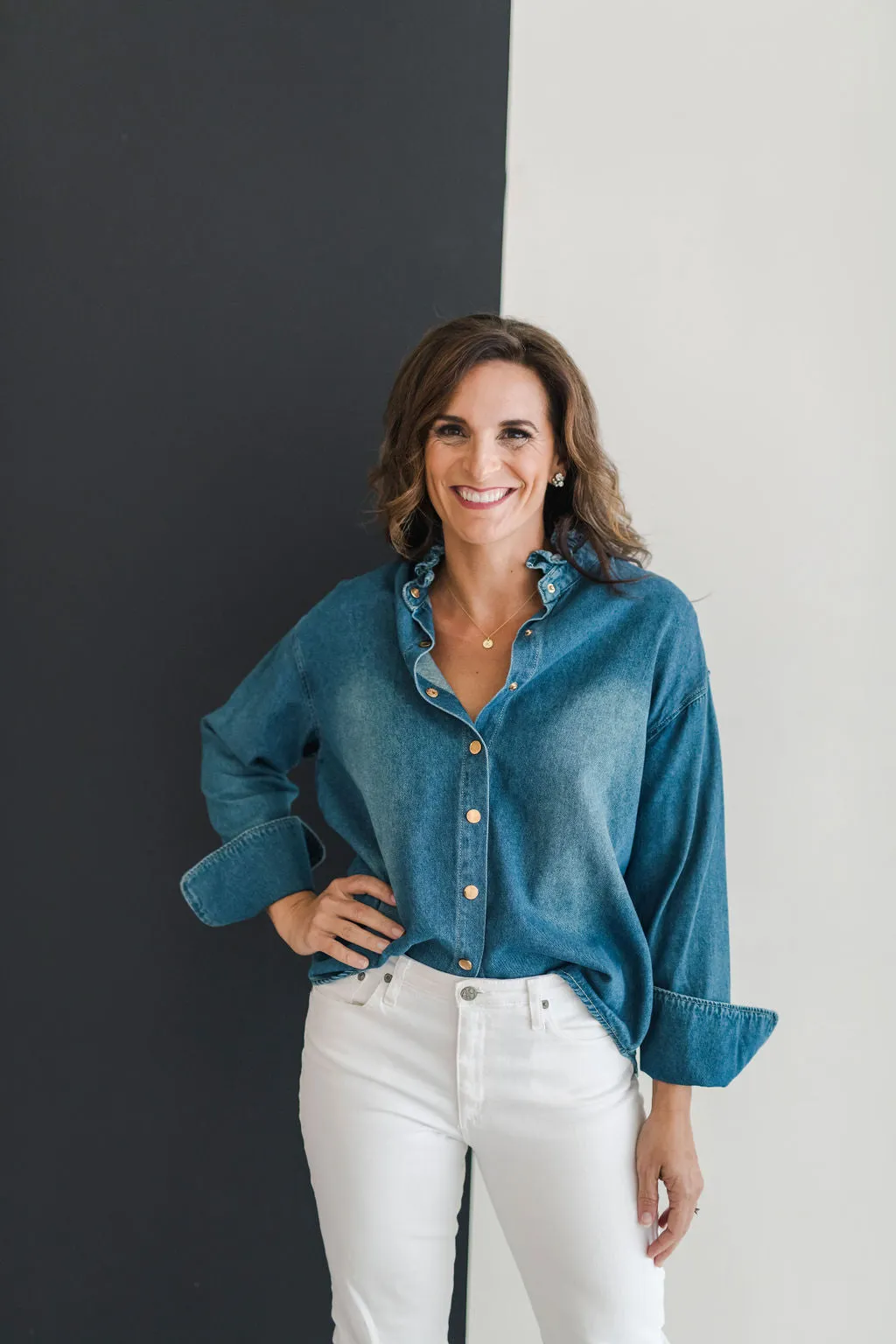 Ruffle Shirt Denim