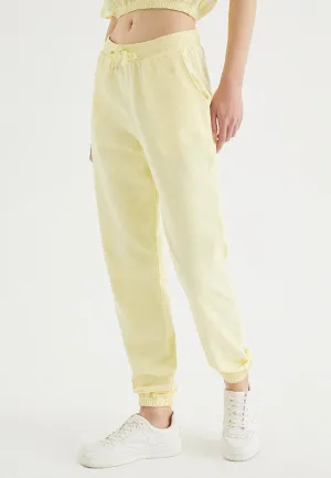 Sarı Pamuklu Regular Fit Lastikli Paça Kadın Eşofman Altı ENJOY CUFFED JOGGER