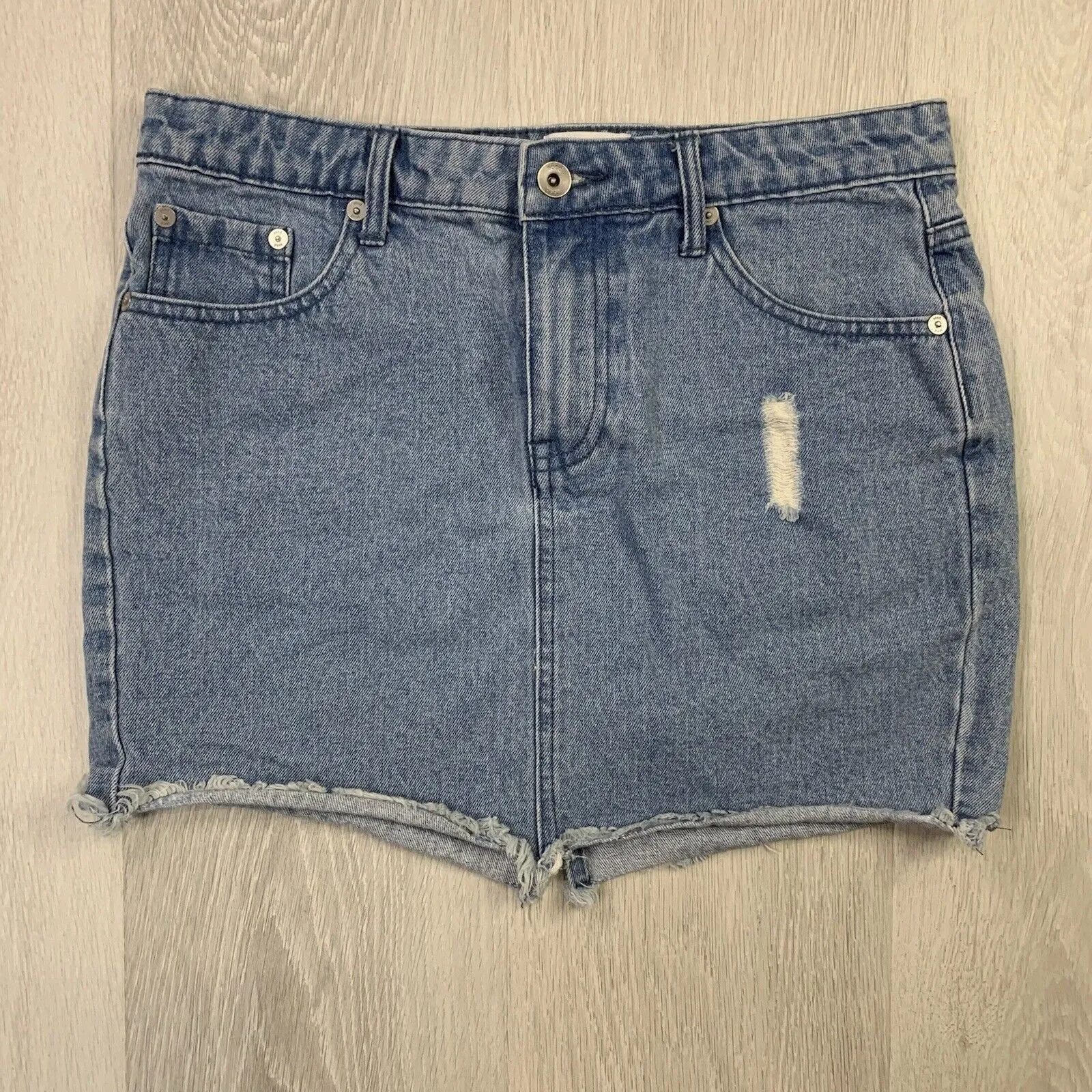 Seed Heritage Distressed Blue Denim Skirt Size Medium