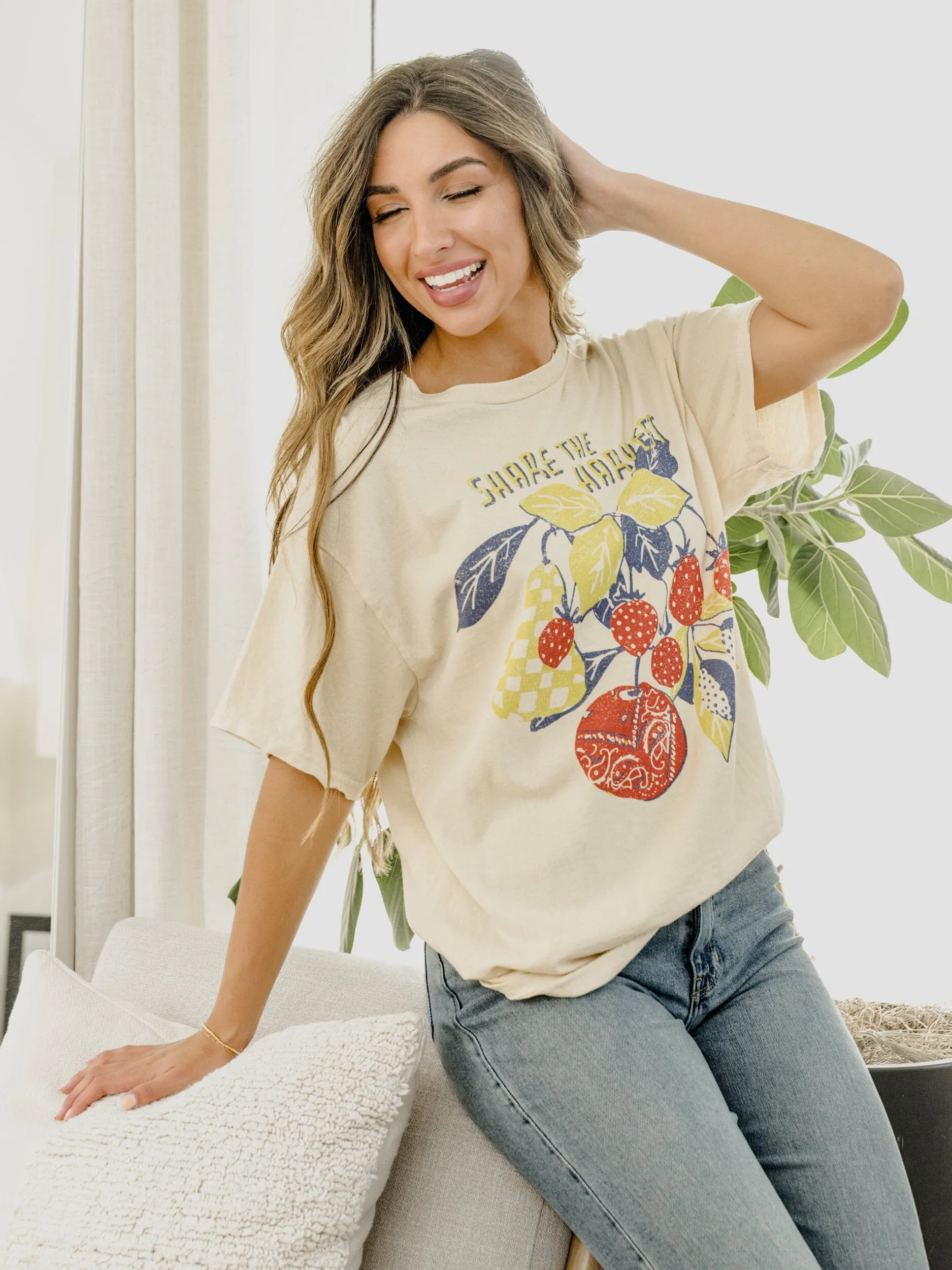 Share The Harvest Off White Thrifted Tee