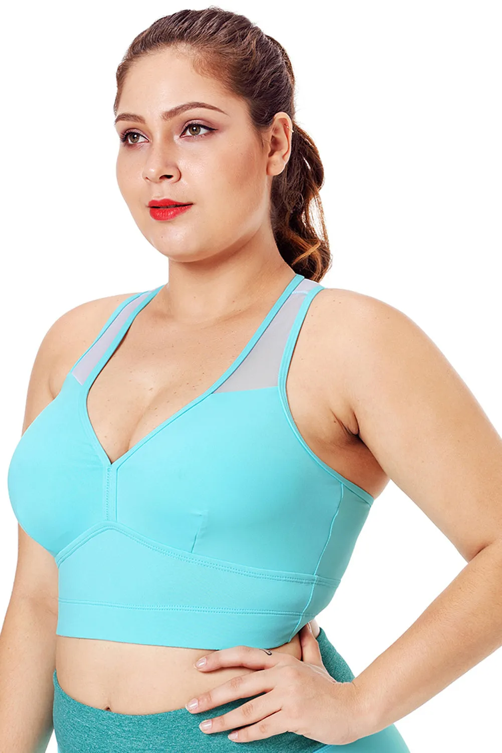 Sheer Mesh Back Plus Size Sports Bra