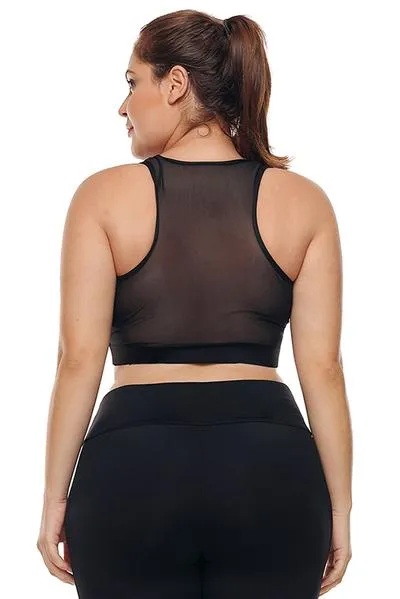 Sheer Mesh Back Plus Size Sports Bra
