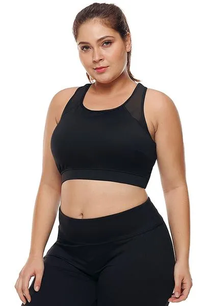 Sheer Mesh Back Plus Size Sports Bra