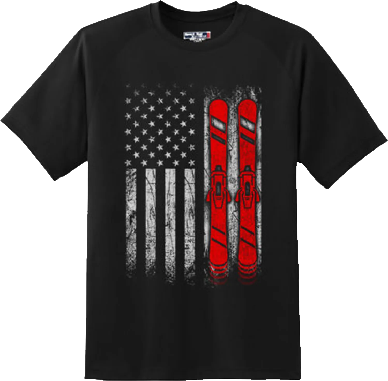 Ski Steps Skiing American Patriotic Cool Gift T Shirt New Graphic Tee