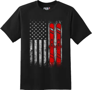 Ski Steps Skiing American Patriotic Cool Gift T Shirt New Graphic Tee