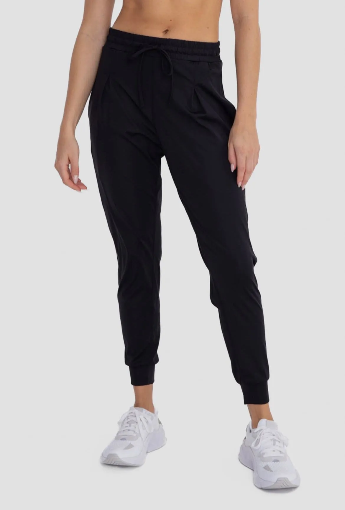 Solid Pleated Front Joggers
