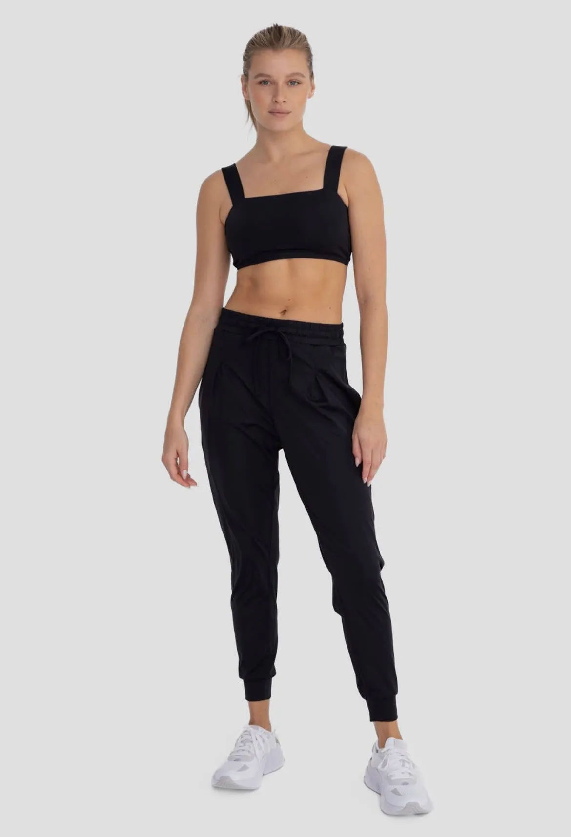 Solid Pleated Front Joggers
