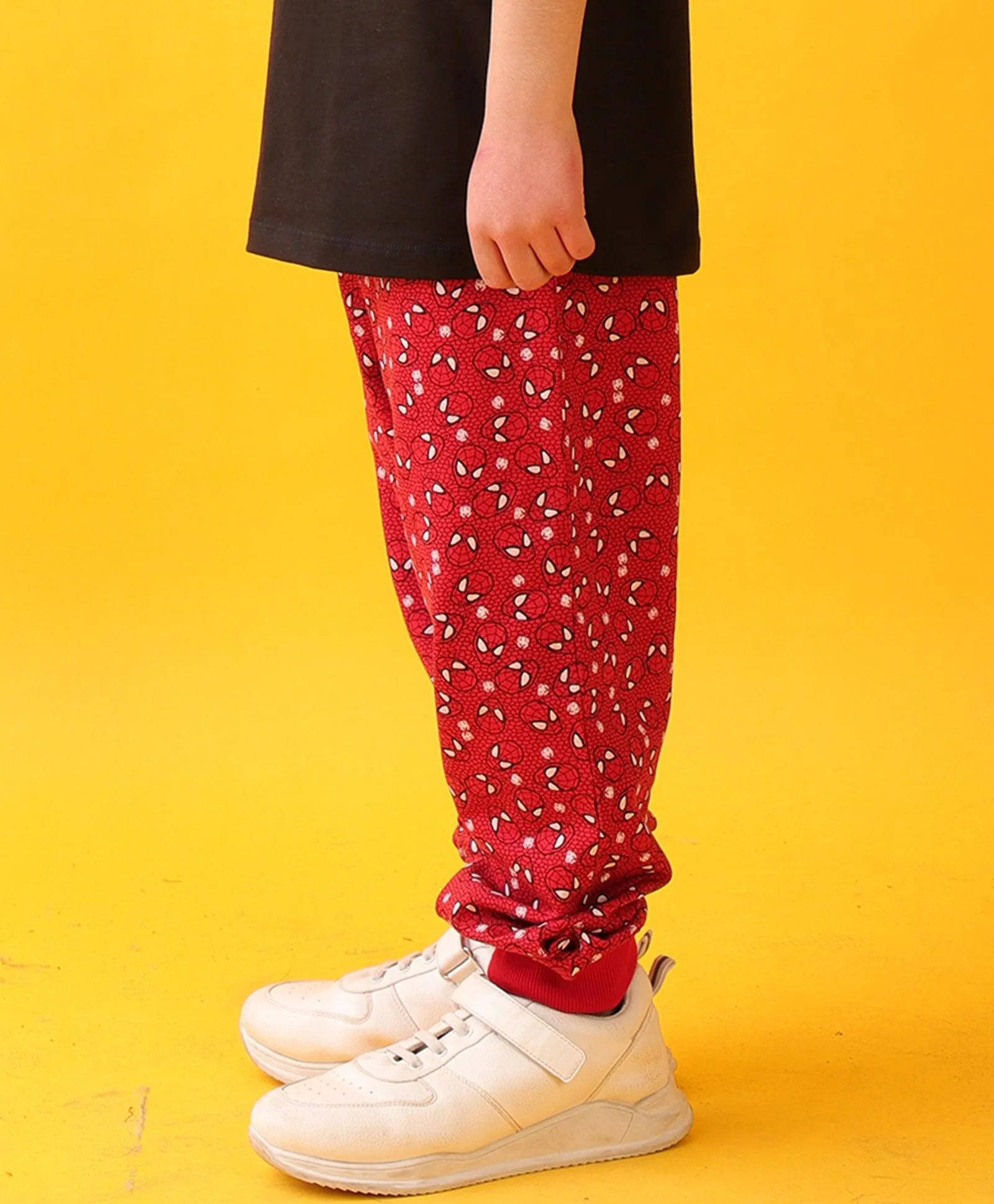 SPIDER PRINT SUMMER  BOYS JOGGER - RED