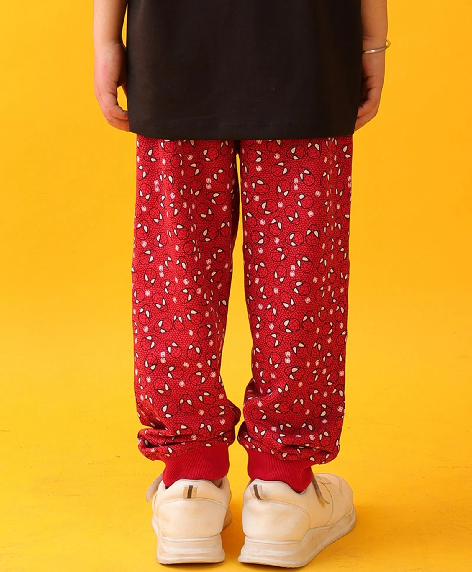 SPIDER PRINT SUMMER  BOYS JOGGER - RED