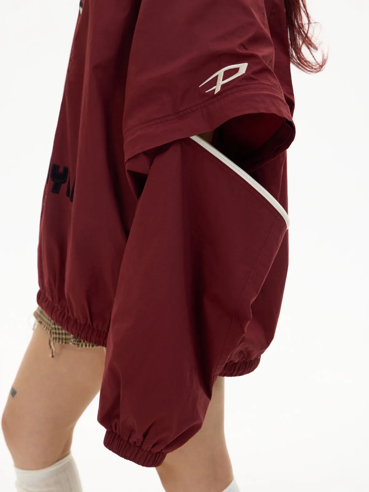 sports style V-neck red sweater