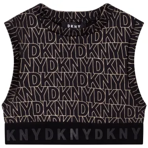 SS22 DKNY Girls Black & Gold Sports Top
