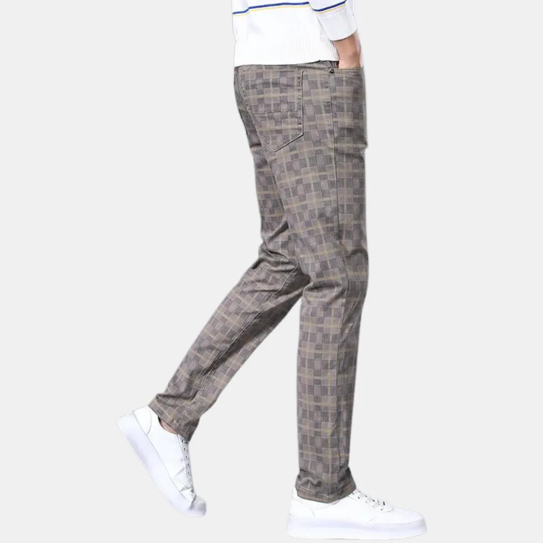 StilMeister Karierte Herren-Stretchhose