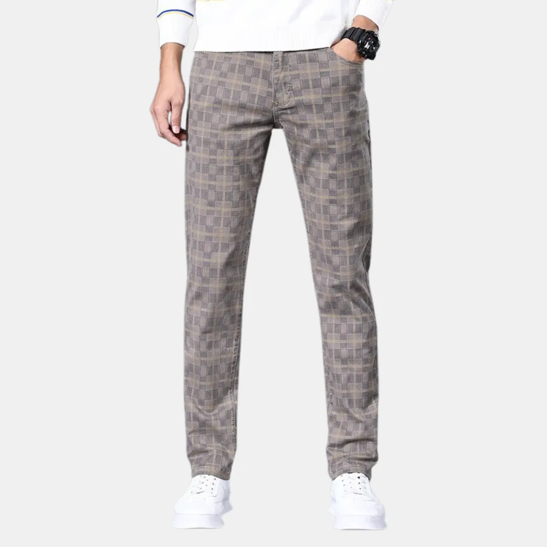 StilMeister Karierte Herren-Stretchhose