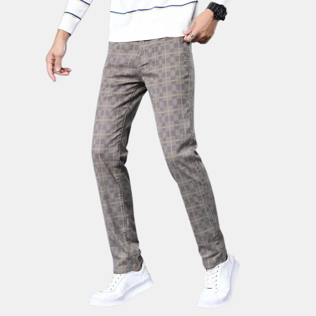 StilMeister Karierte Herren-Stretchhose