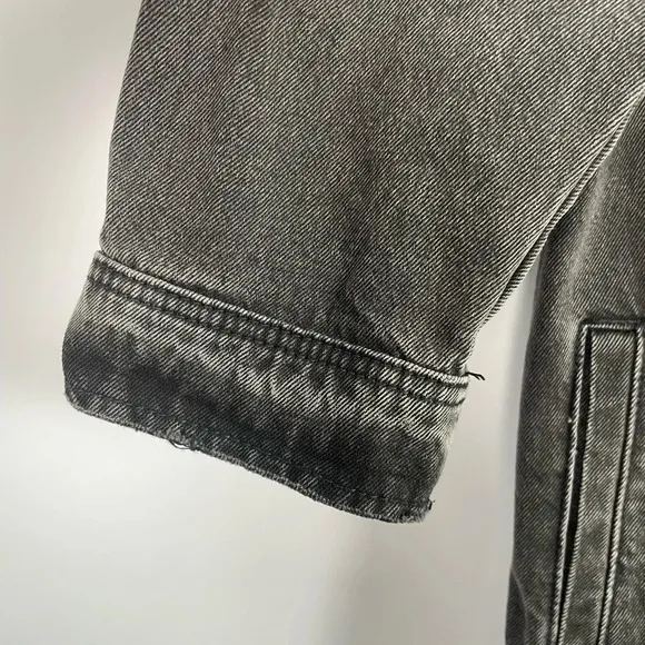 Streetwear Society Charcoal Black Denim Jacket Oversized Small Distressed Grunge