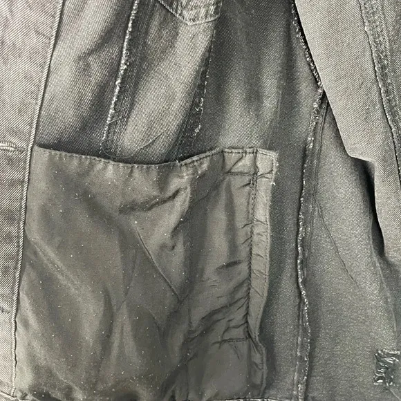 Streetwear Society Charcoal Black Denim Jacket Oversized Small Distressed Grunge