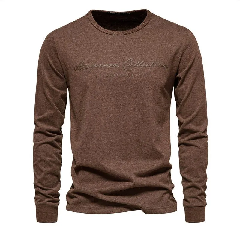 T-shirt vintage à manches longues et col rond en coton