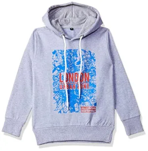 T2F Boy's Cotton Hooded Neck Sweat shirt (BYS-SS-04_Multicolor_7-8 Years_Grey_7 Years-8 Years)