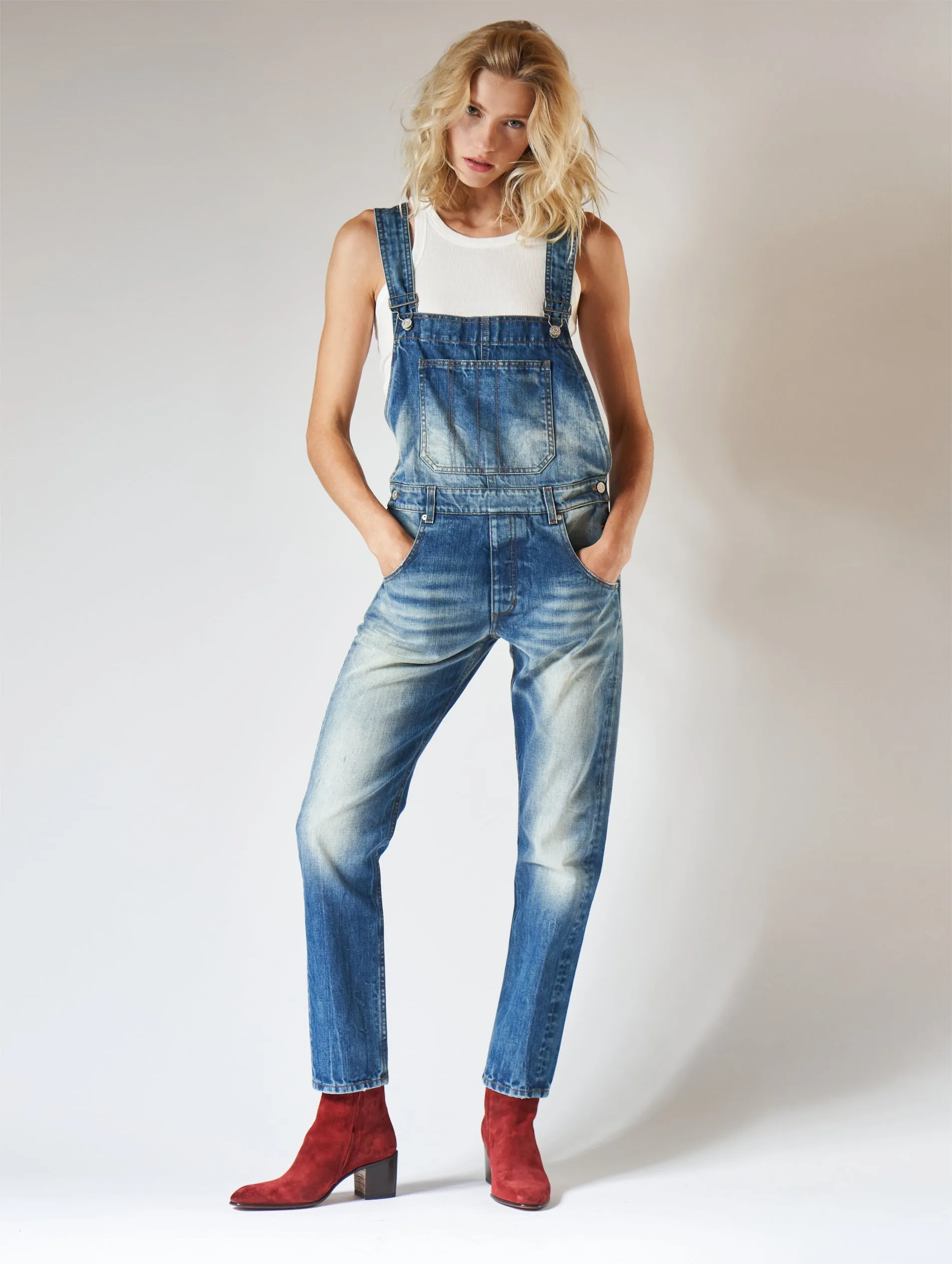 TAYLOR OVERALL IN DISTRESSED BLUE