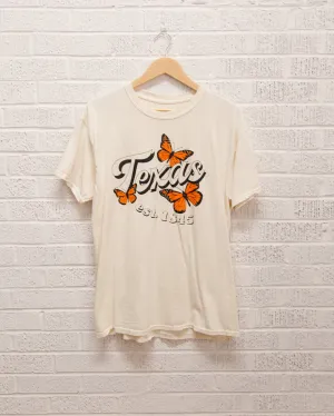 Texas Butterfly Off White Thrifted Tee (FINAL SALE)