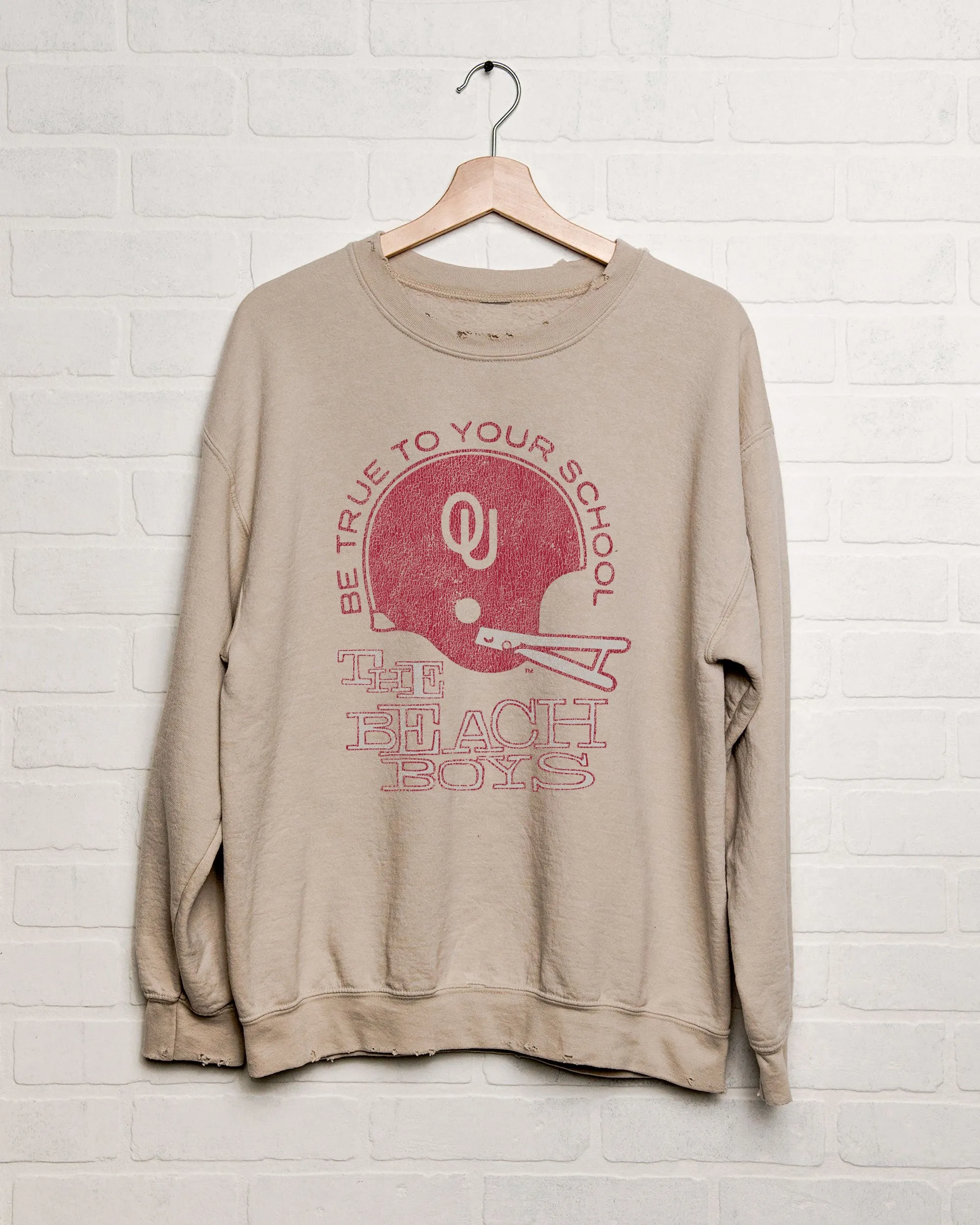 The Beach Boys OU Sooners True To Your School Sand Thrifted Sweatshirt