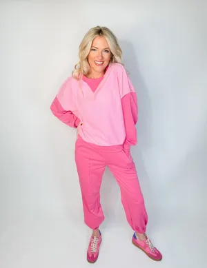 The Pink Colorblock Lounge Set