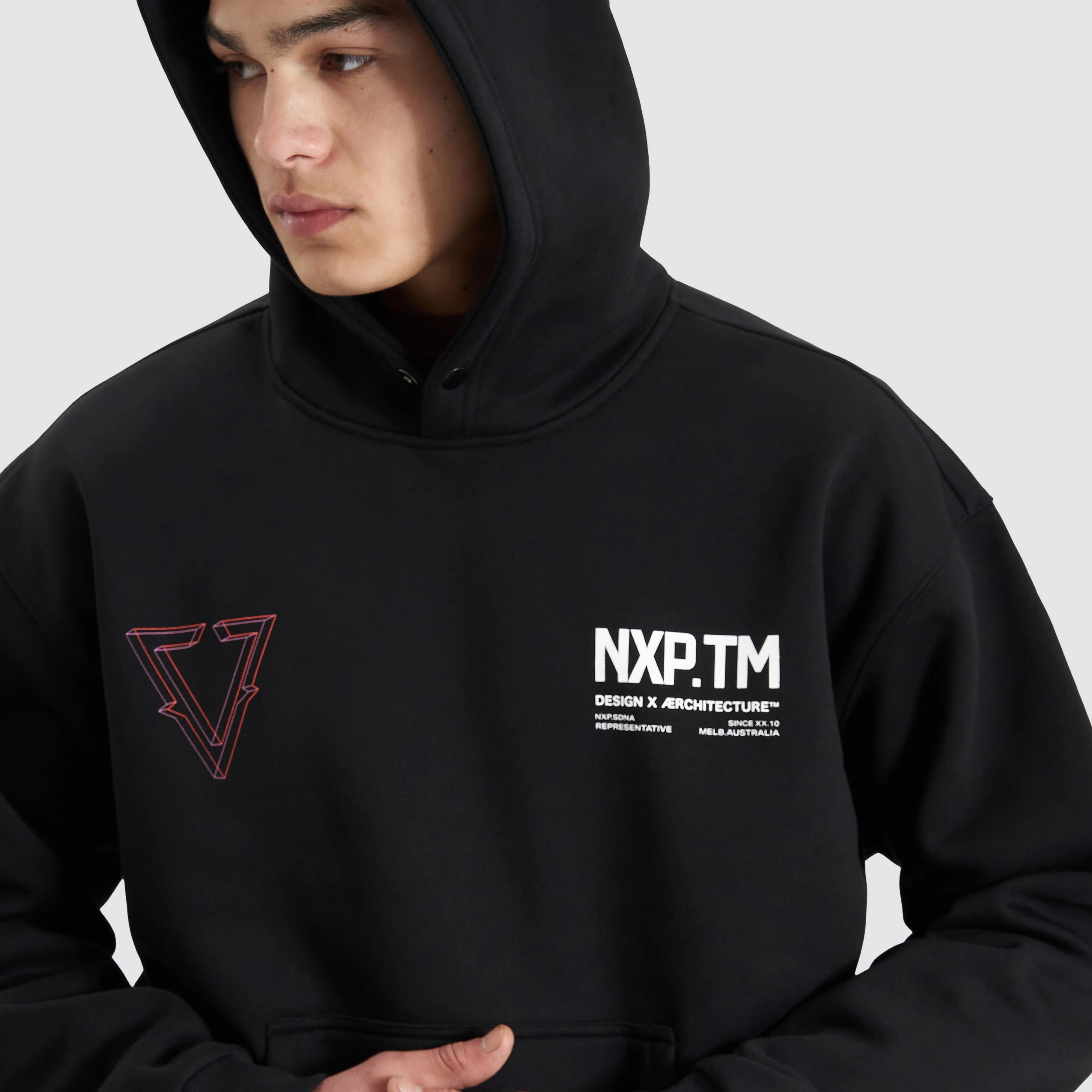 The Shard Heavy Box Fit Hooded Sweater Jet Black