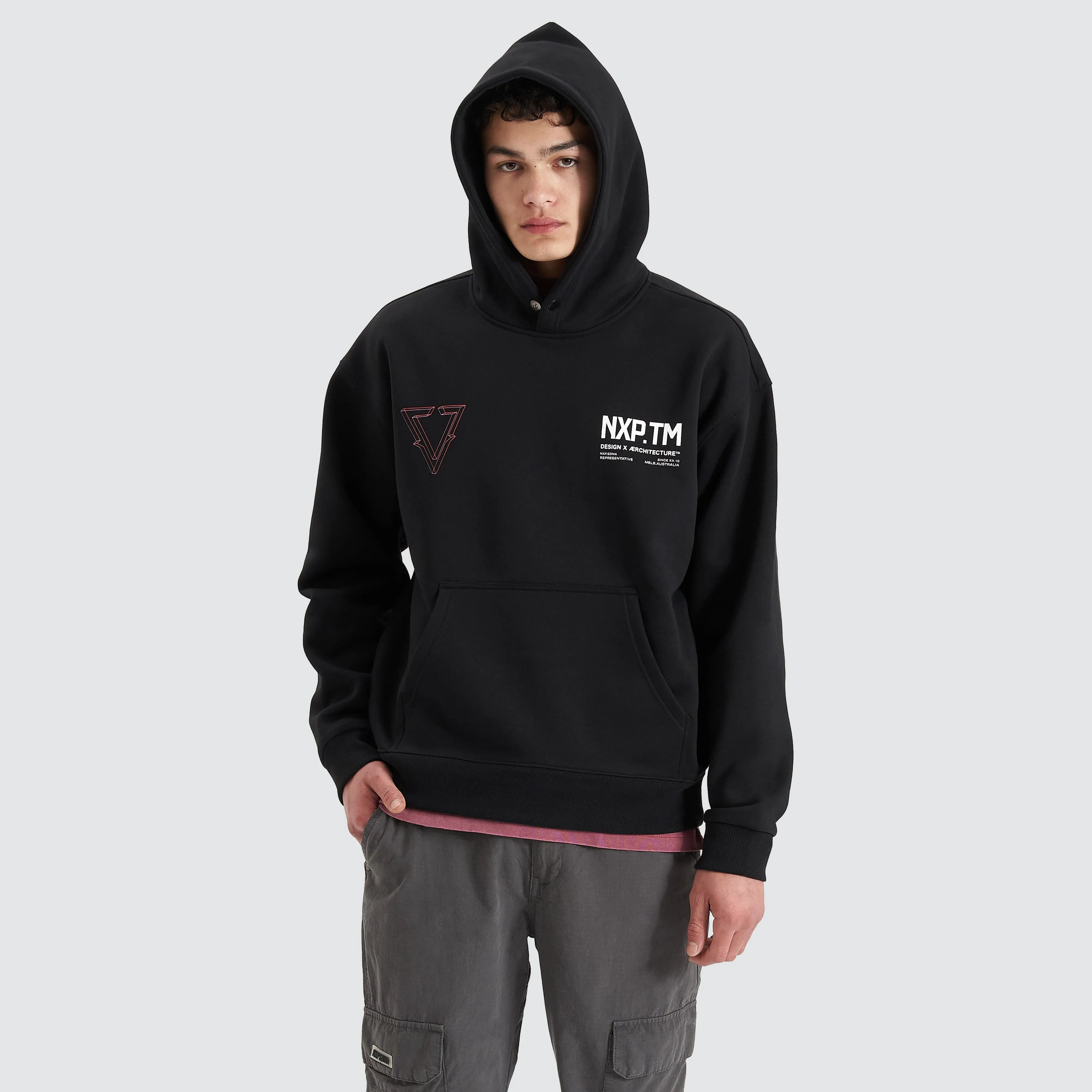 The Shard Heavy Box Fit Hooded Sweater Jet Black