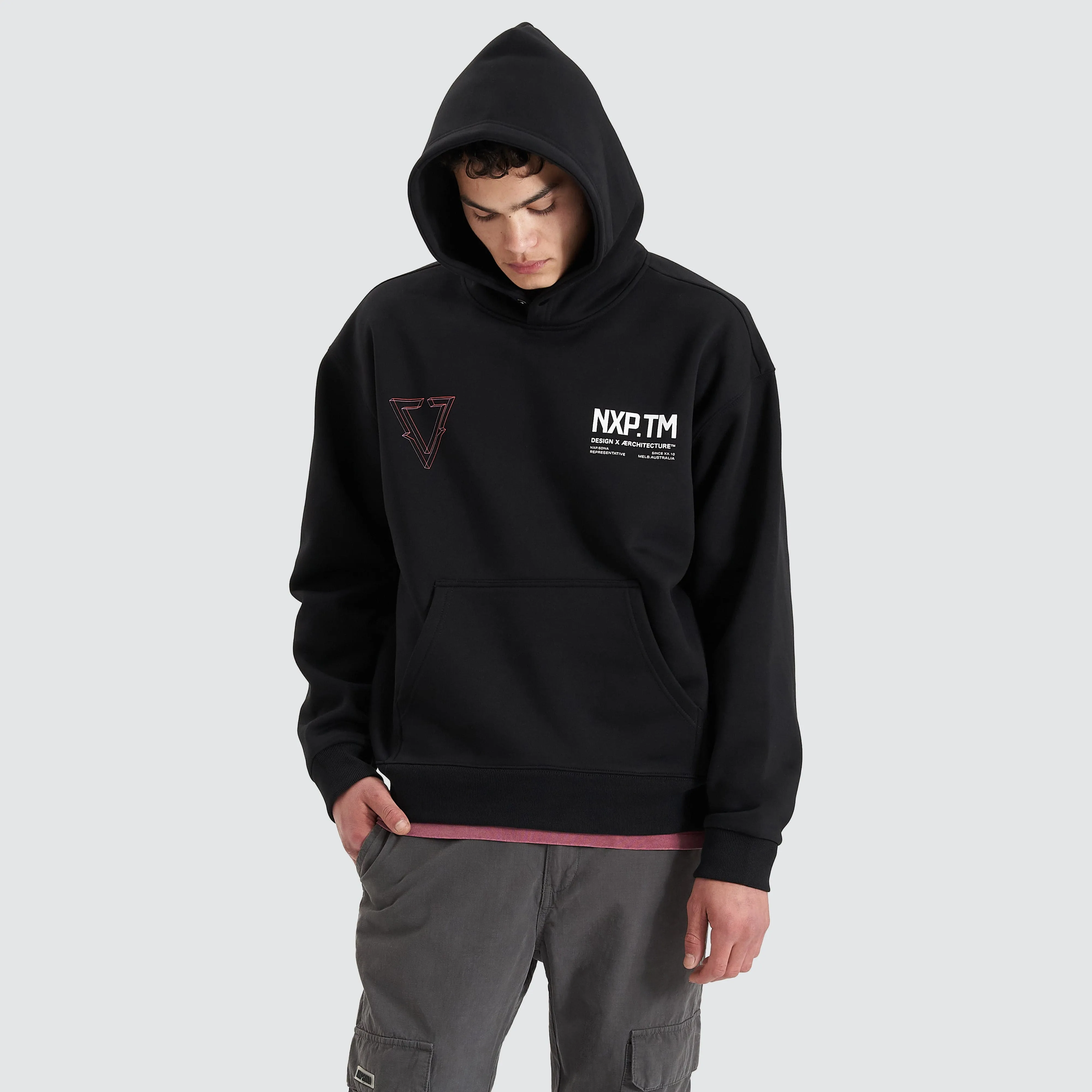 The Shard Heavy Box Fit Hooded Sweater Jet Black