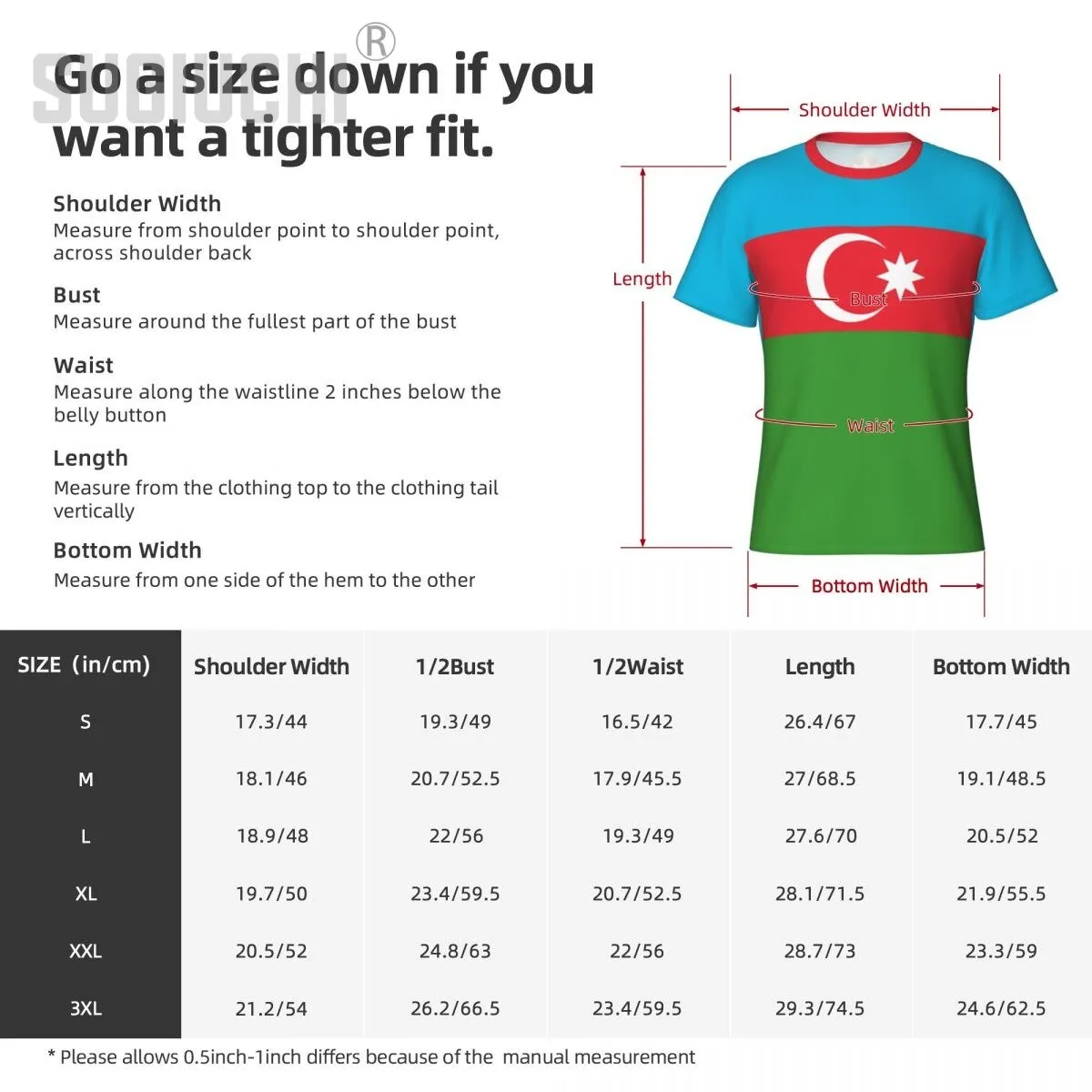 Tight Sports T-shirt Azerbaijan Flag