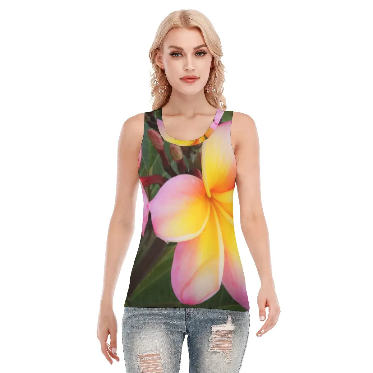 Tri Colour Frangipani 02 Tank Top up to 5 XL (FWS)