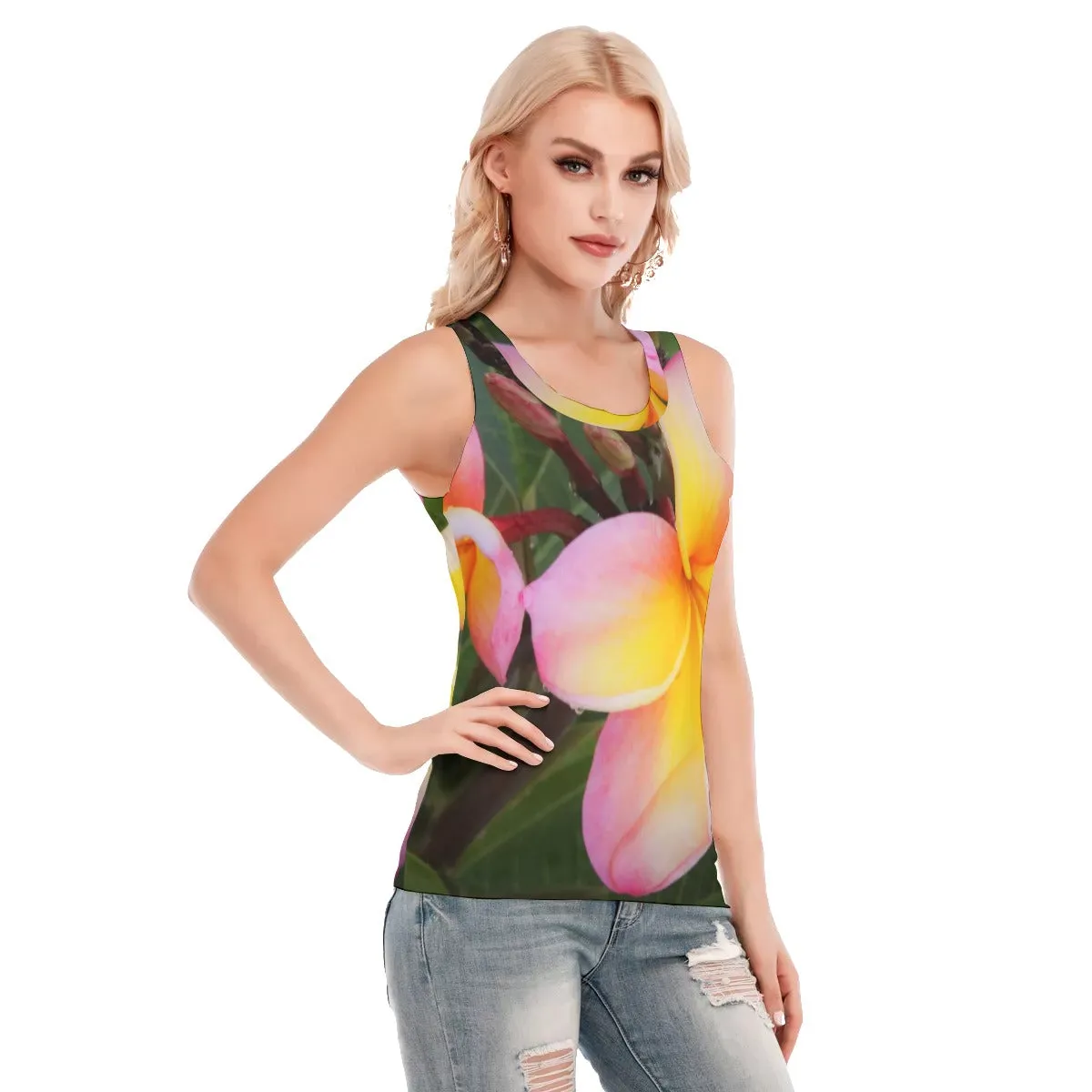 Tri Colour Frangipani 02 Tank Top up to 5 XL (FWS)