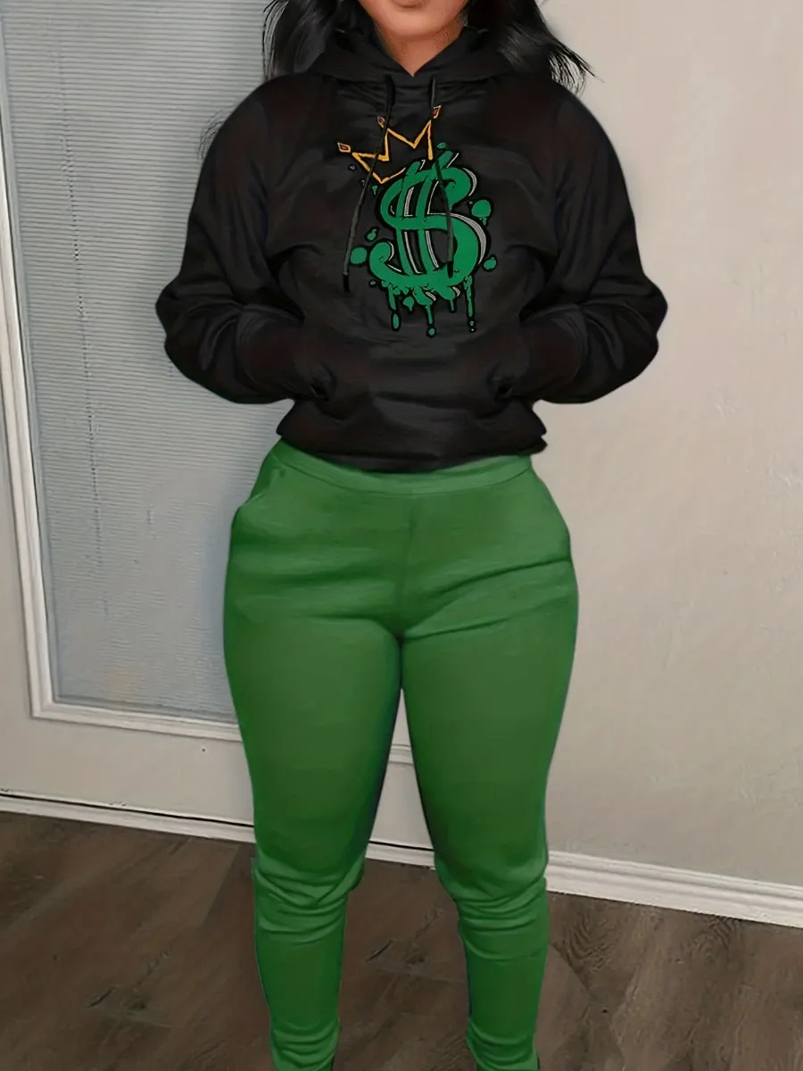 Two-piece  Hoodie & Drawstring Pants Tracksuit