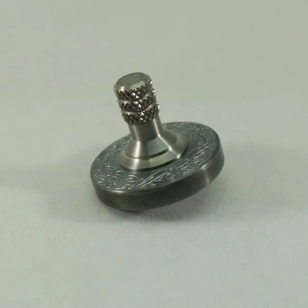 Two Step - Engraved Gunmetal Stainless Steel and Brushed Titanium Spinning Top