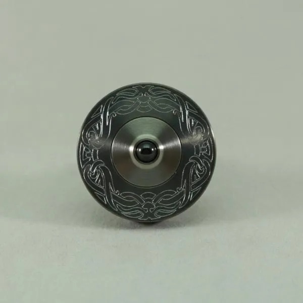 Two Step - Engraved Gunmetal Stainless Steel and Brushed Titanium Spinning Top