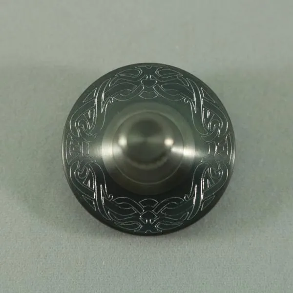 Two Step - Engraved Gunmetal Stainless Steel and Brushed Titanium Spinning Top