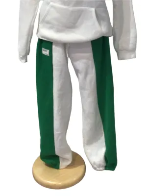 Two Tone Green and White Sweat Pants
