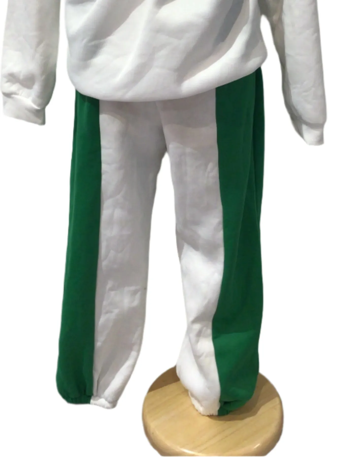 Two Tone Green and White Sweat Pants