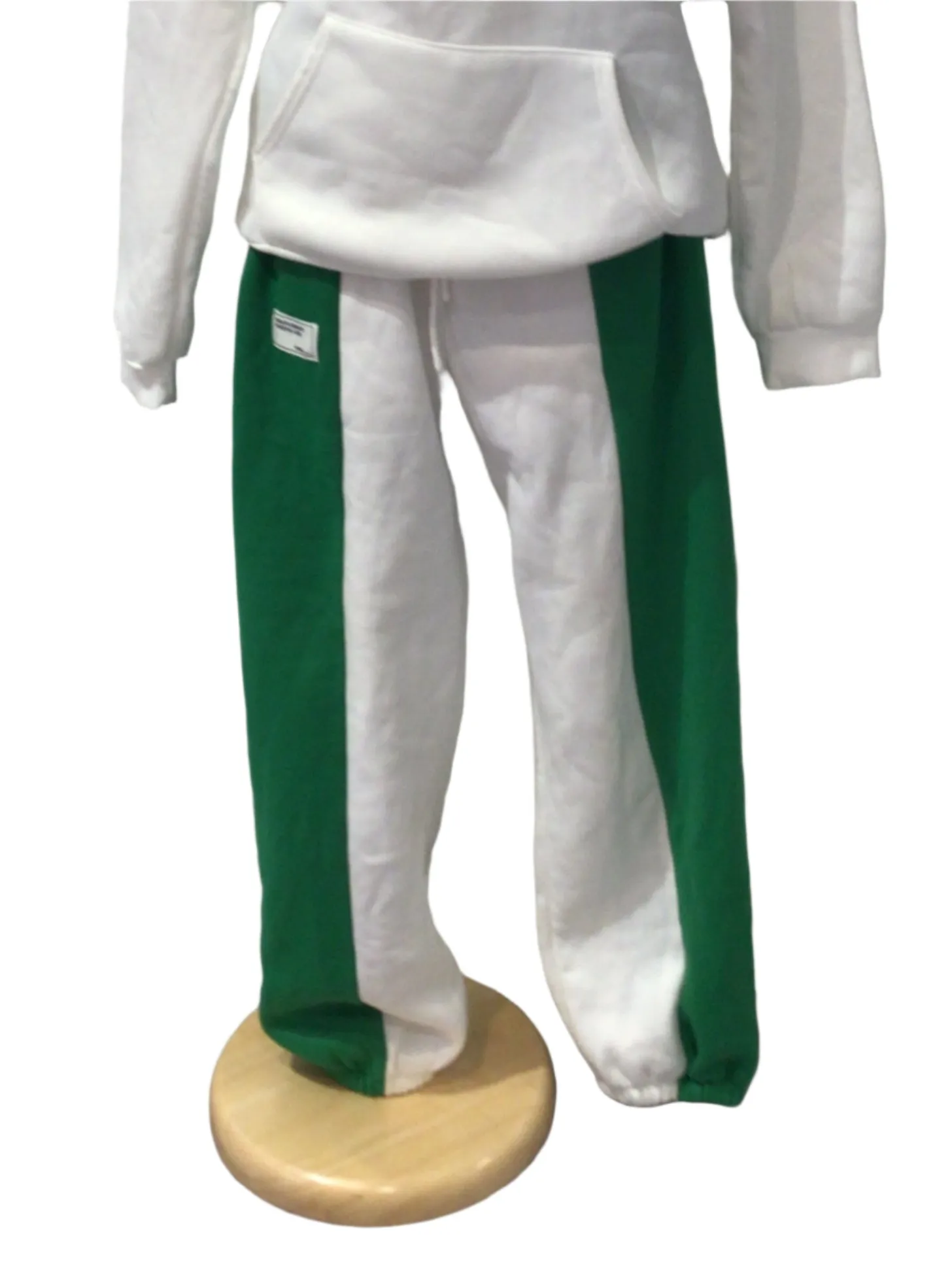 Two Tone Green and White Sweat Pants