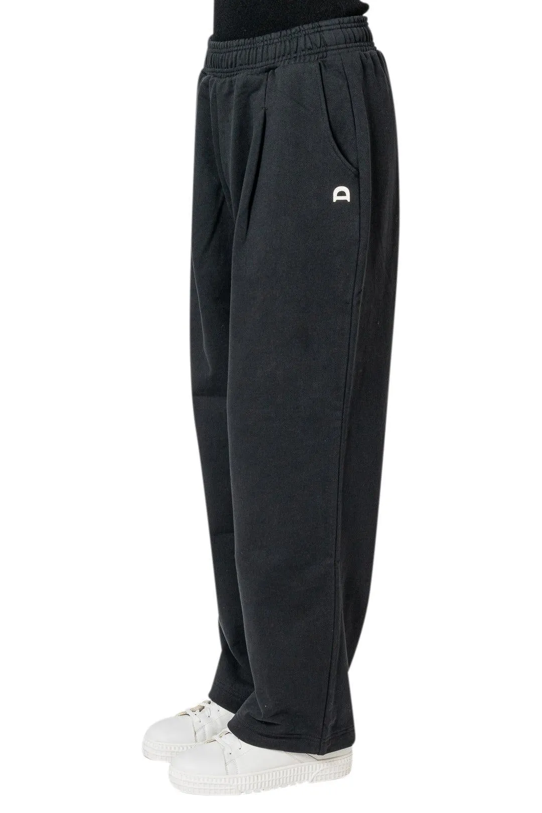 Unisex Leather Logo Wide Sweat Pants