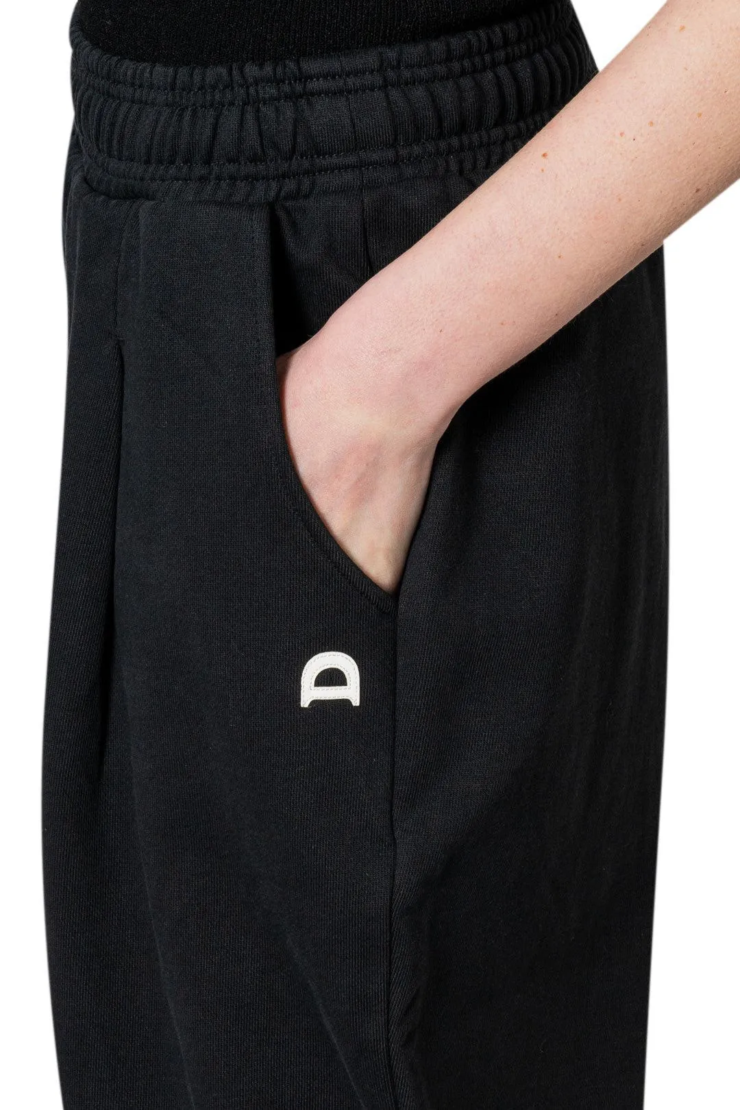 Unisex Leather Logo Wide Sweat Pants