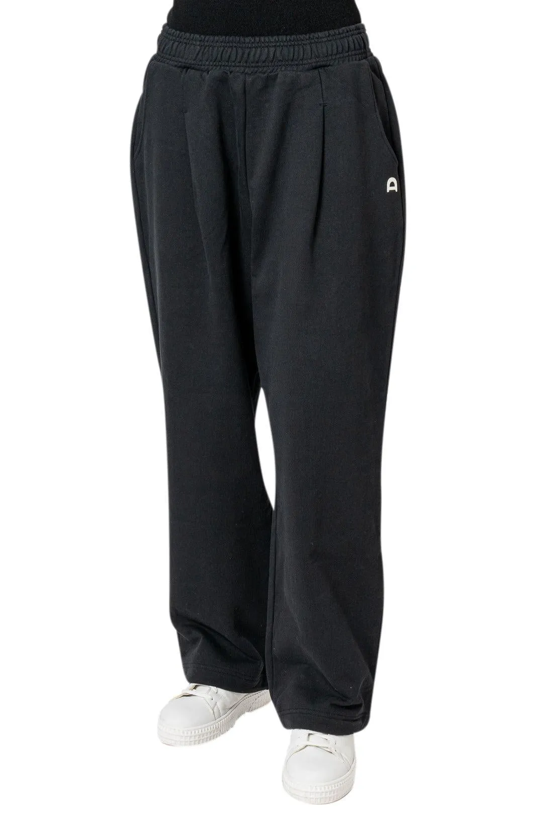 Unisex Leather Logo Wide Sweat Pants