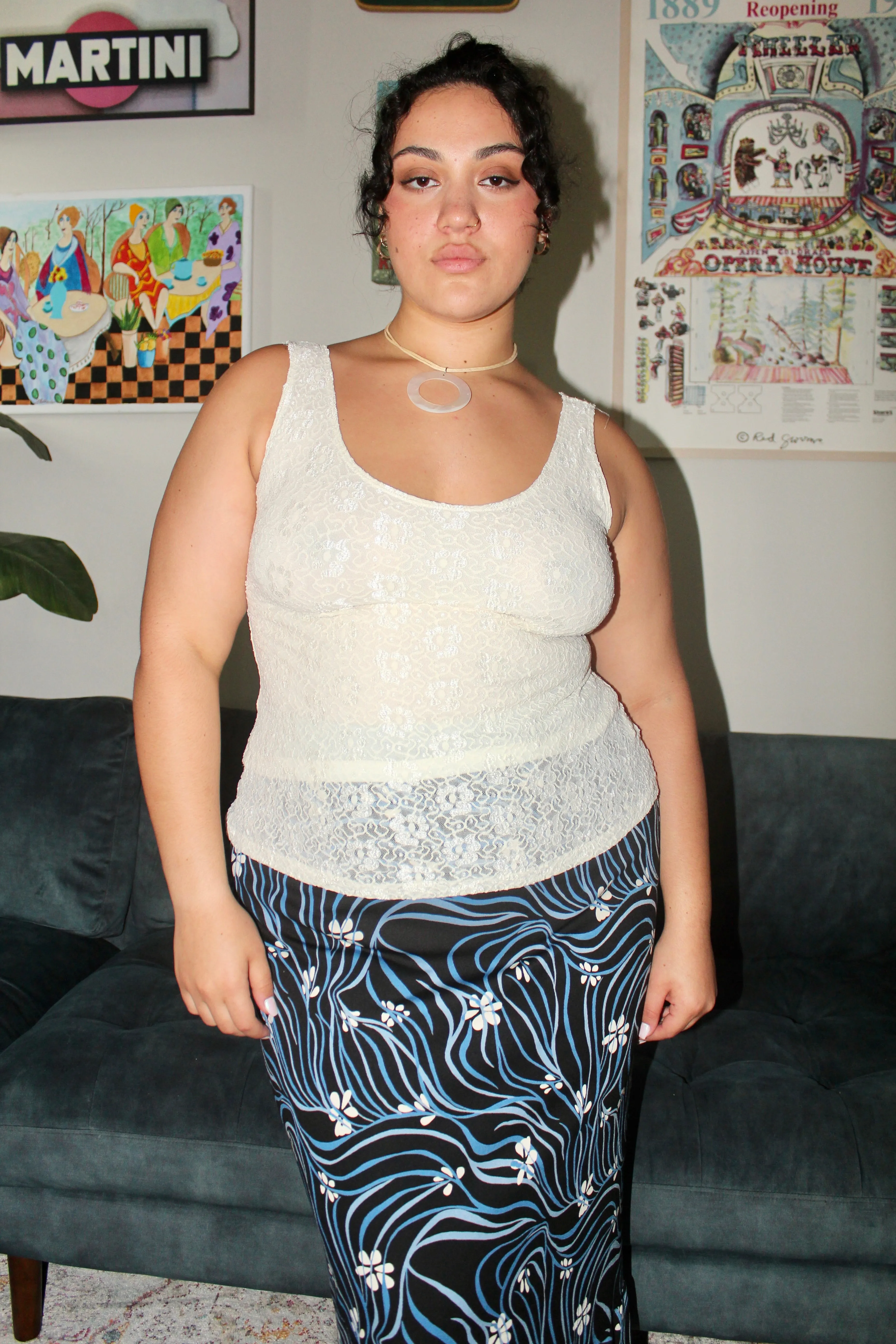 Vintage 80s Ivory Lace Tank (L)
