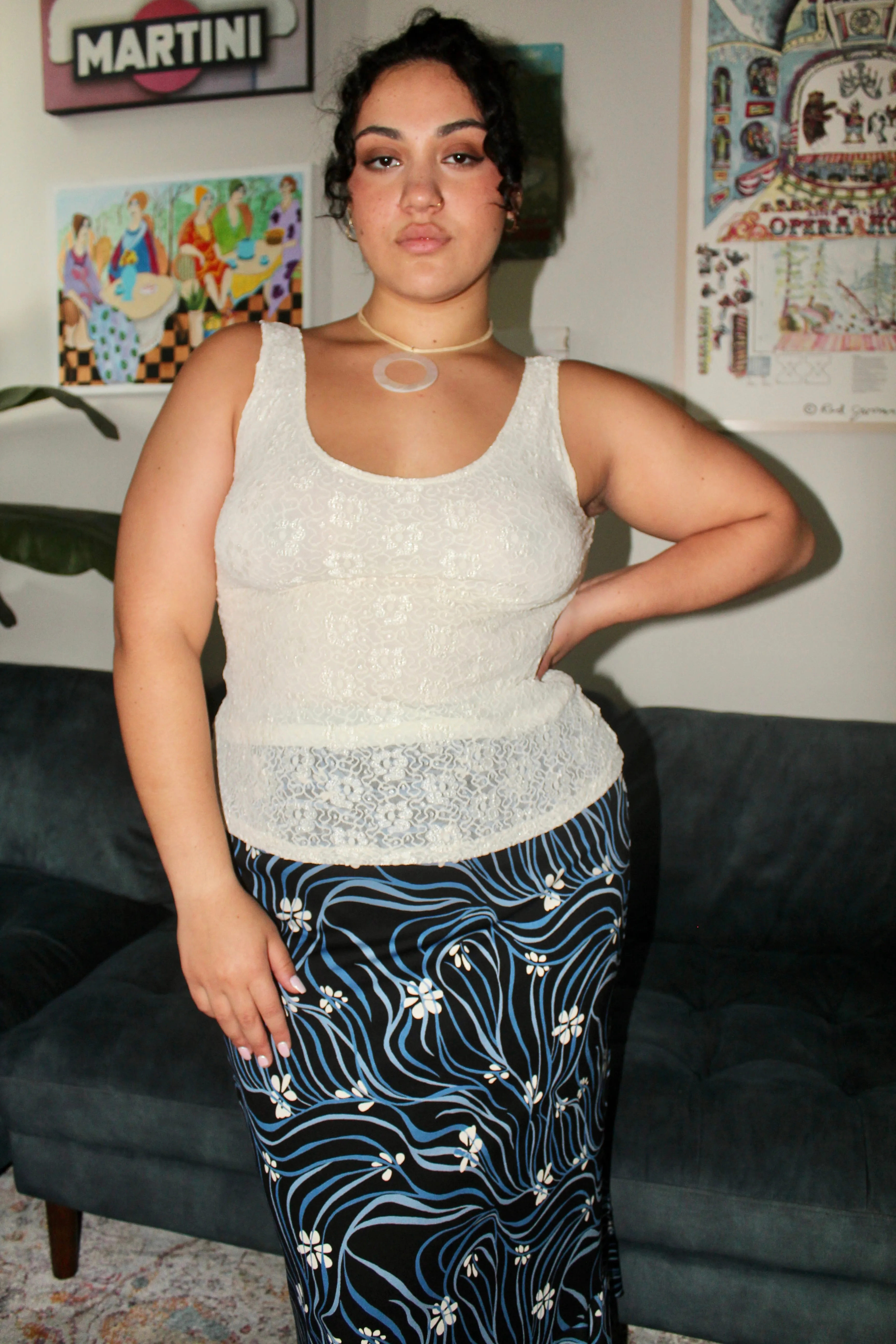 Vintage 80s Ivory Lace Tank (L)